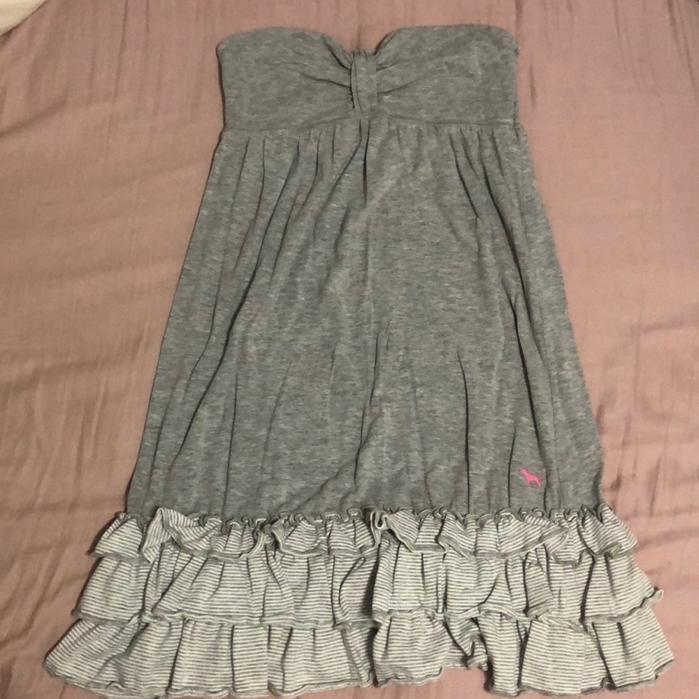 XS strapless PINK victoria's secret ruffle dress